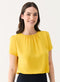 Yellow Short Sleeve Chiffon Neck Top